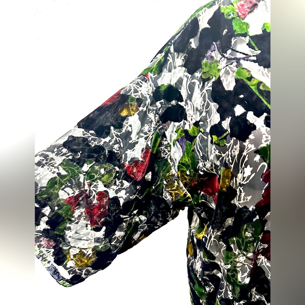Daniel Rainn Black Velvet and Lace Floral Kimono Sz M - Picture 5 of 16